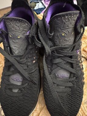 Nike Kids Black and Purple LeBron James Sneakers